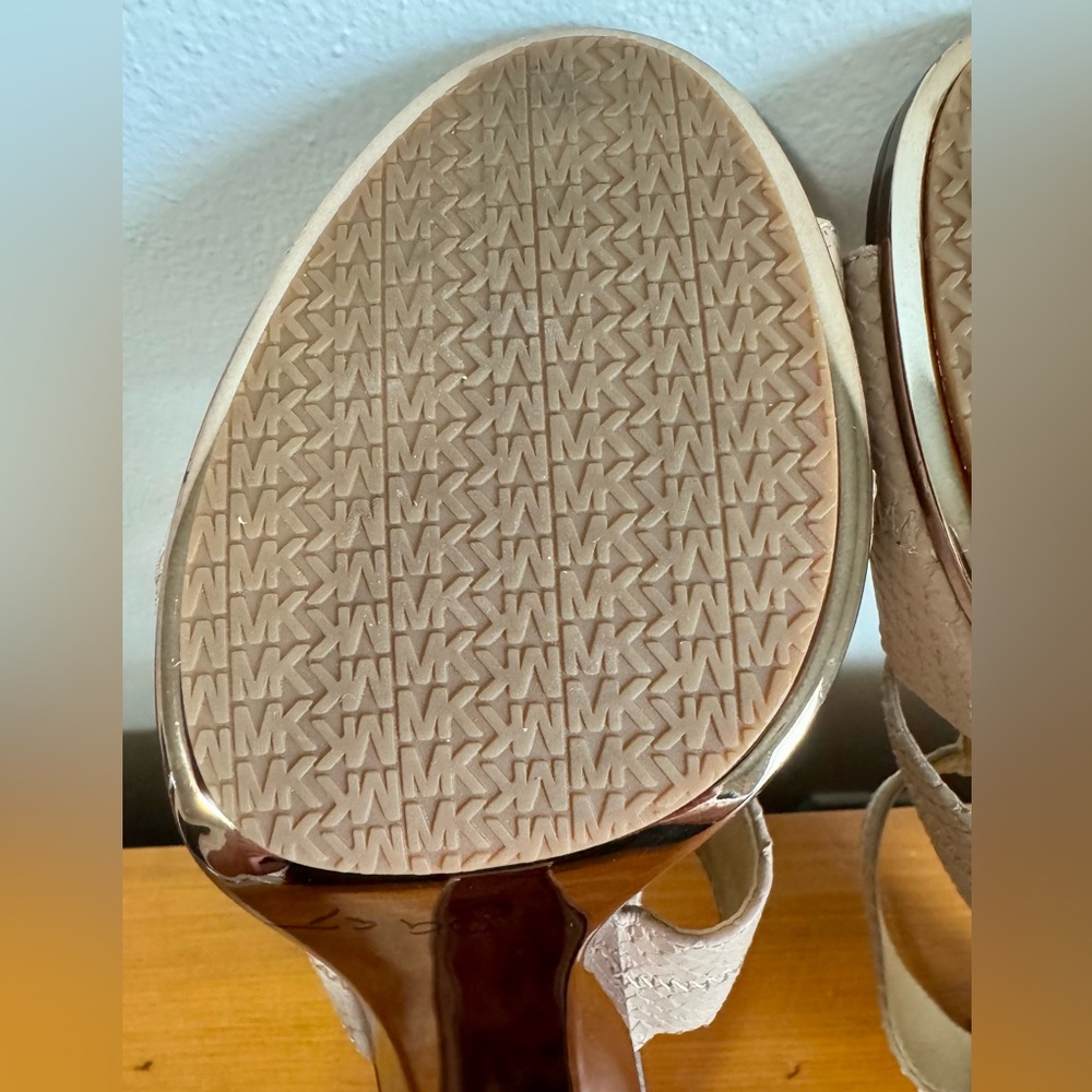 Michael Kors Beige Strappy Zip Front Heels - Picture 8 of 11